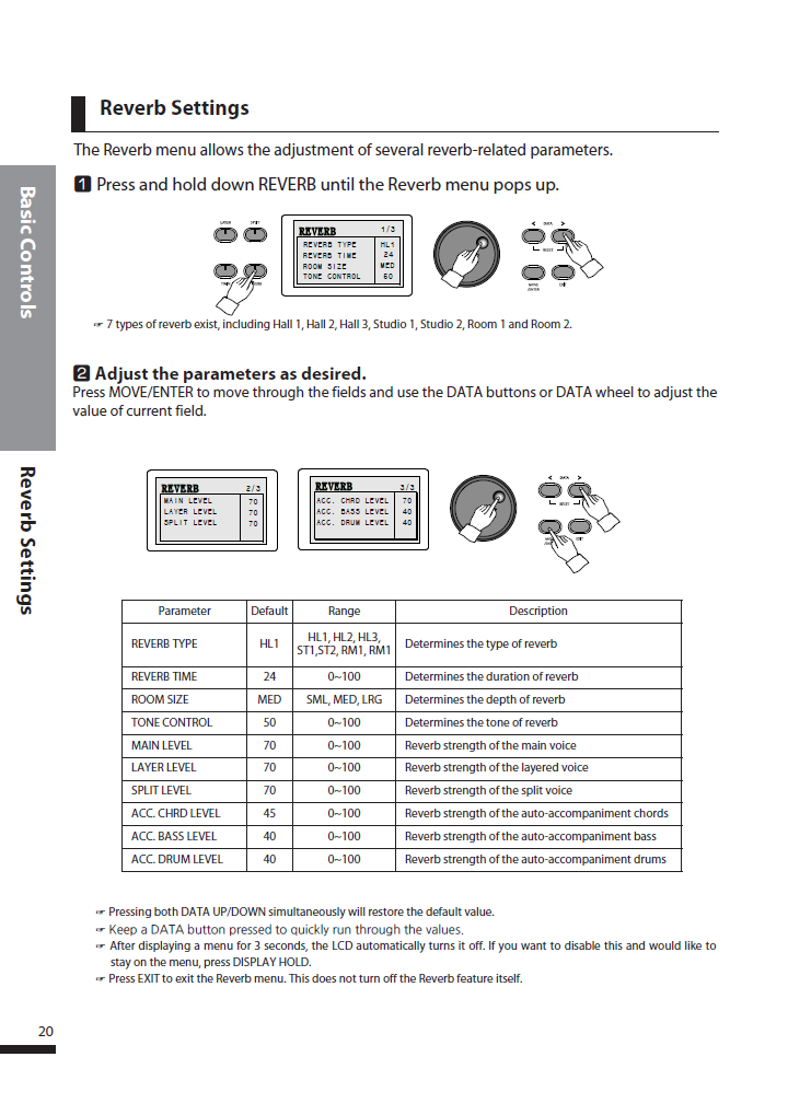 دفترچه راهنمای پیانو دیجیتال دایناتون مدل DPR-3200H صفحه 20