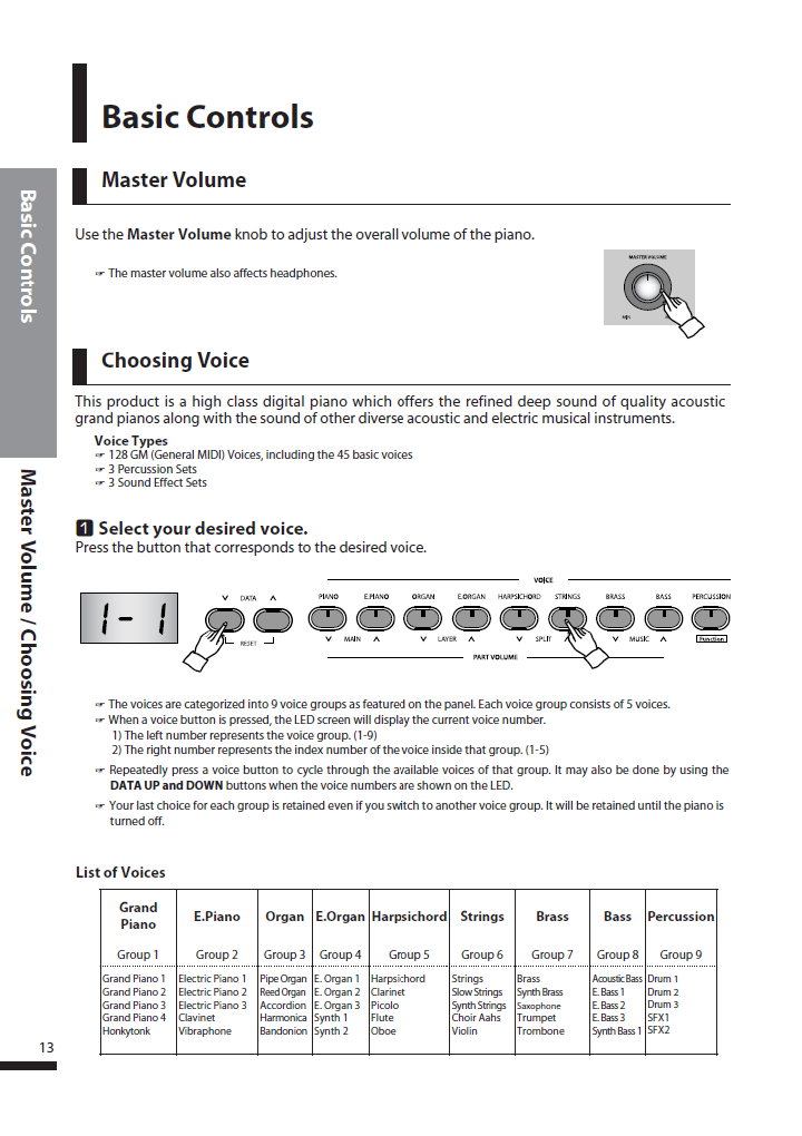 دفترچه راهنمای پیانو دیجیتال دایناتون مدل DPS-80H صفحه 13