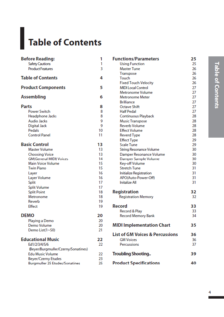 دفترچه راهنمای پیانو دیجیتال دایناتون مدل DPS-80H صفحه 04