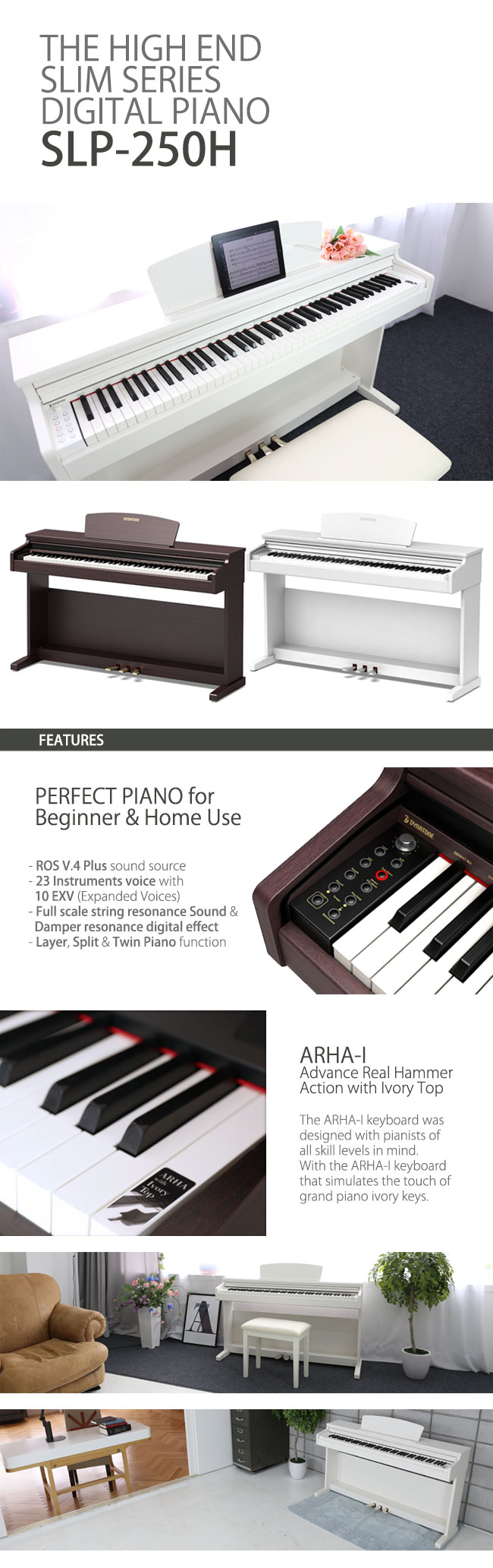 پیانوی دیجیتال دایناتون مدل SLP-250H