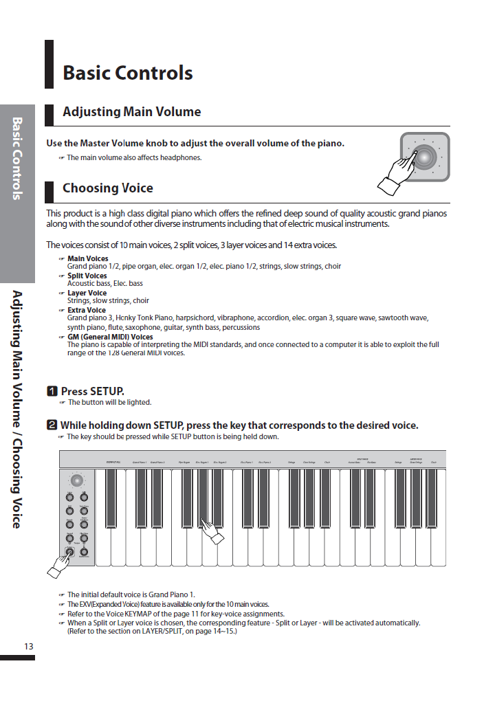 دفترچه راهنمای پیانو دیجیتال دایناتون مدل SLP-250 صفحه 13
