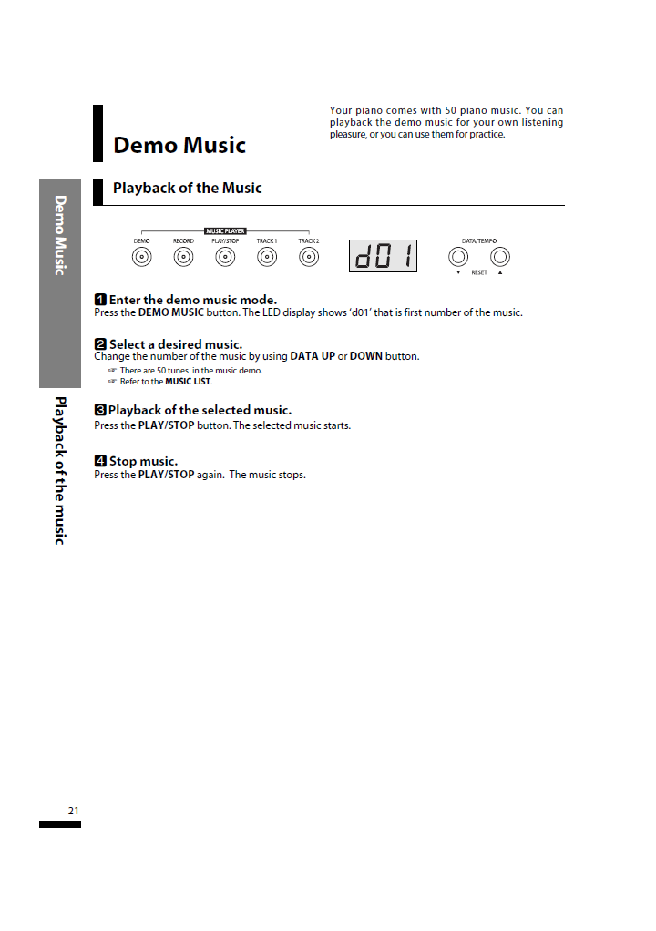 دفترچه راهنمای پیانو دیجیتال دایناتون مدل SLP-50 صفحه 21
